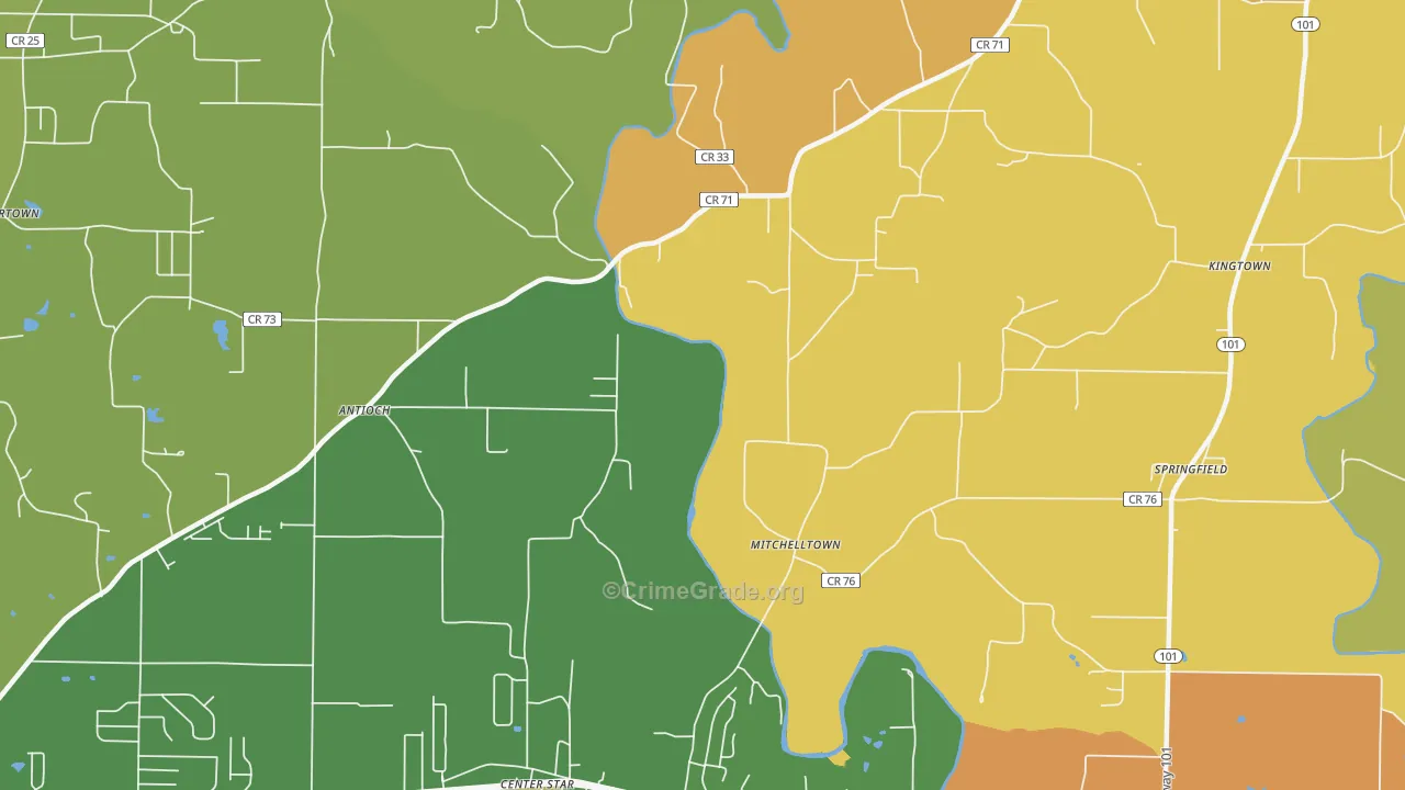 Mitchelltown, AL Map of Vandalism Rates