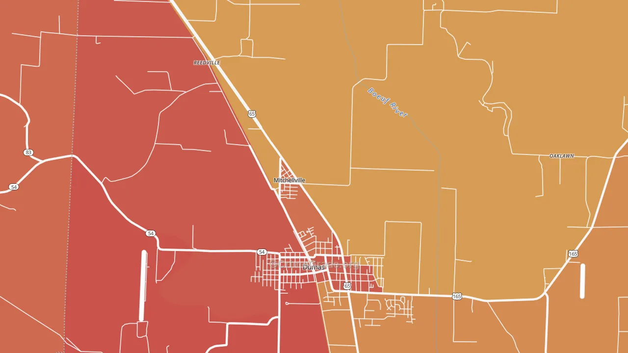 Mitchellville, AR Map of Vandalism Rates
