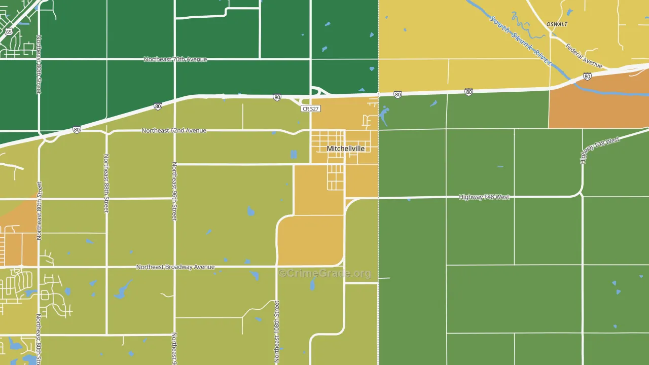 Mitchellville, IA Map of Vandalism Rates