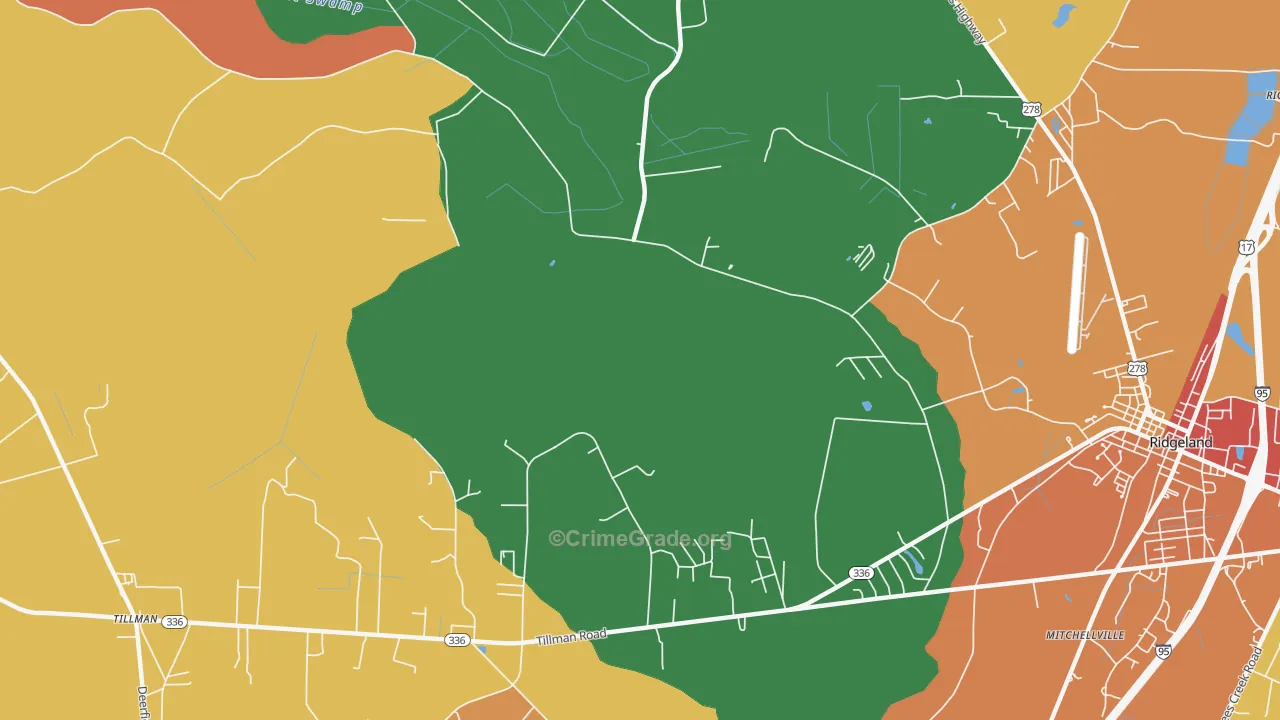 Mitchellville, SC Map of Vandalism Rates