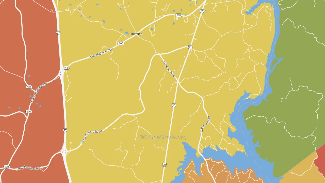 Mitford, SC Map of Vandalism Rates