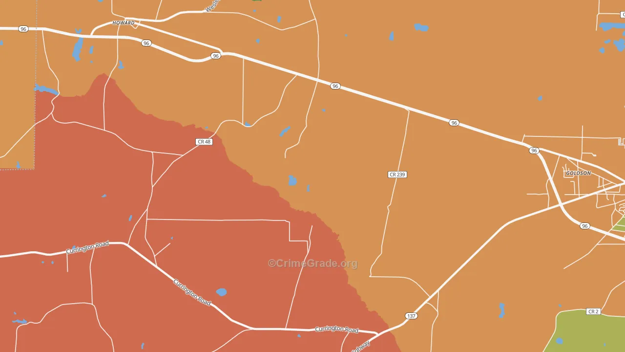 Mizell, GA Map of Vandalism Rates