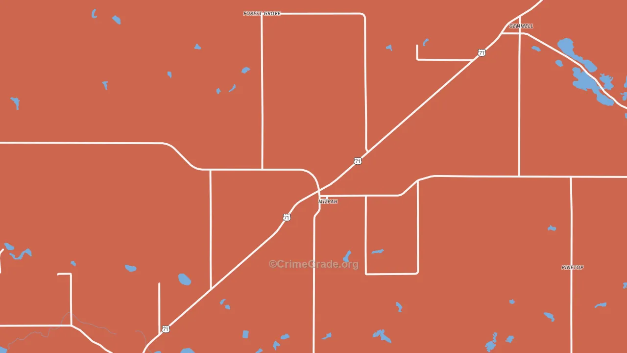 Mizpah, MN Map of Vandalism Rates