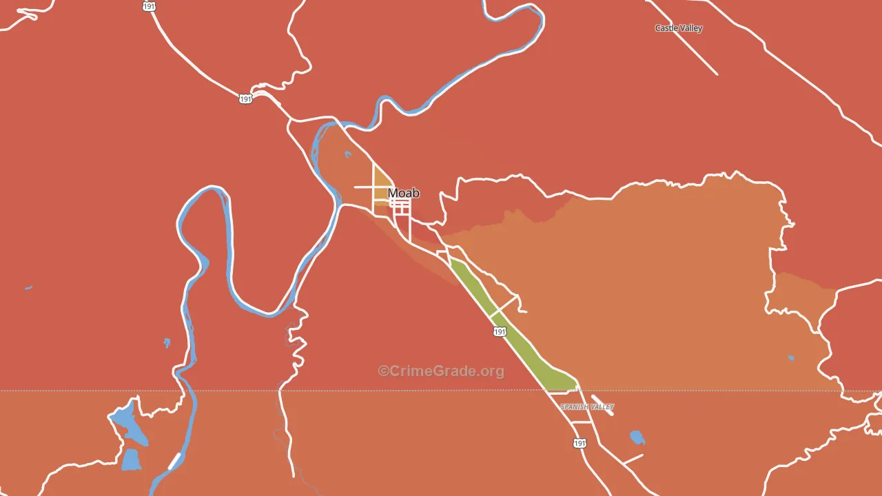 Moab, UT Map of Vandalism Rates