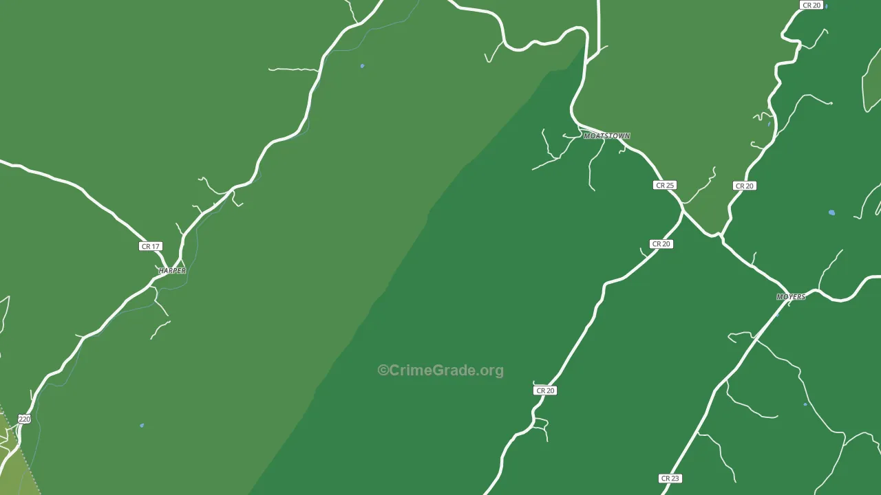 Moatstown, WV Map of Vandalism Rates