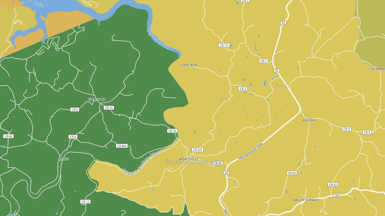 Moatsville, WV Map of Vandalism Rates