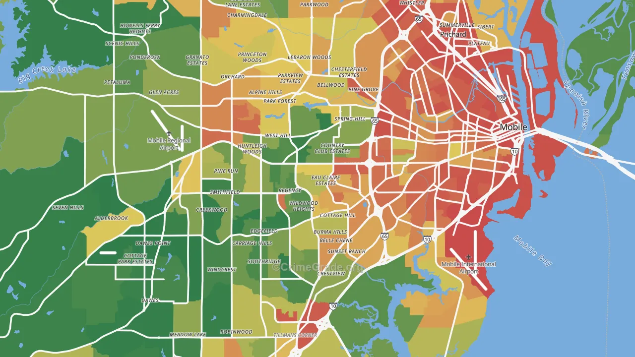 Mobile, AL Map of Vandalism Rates