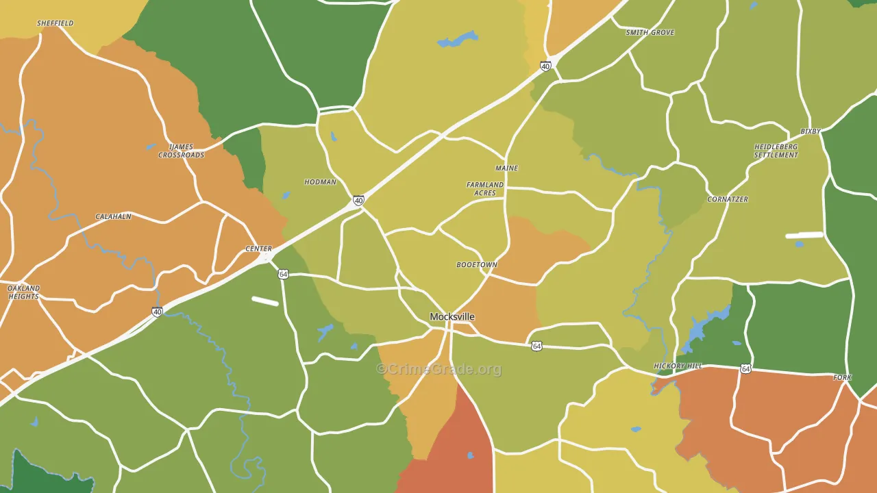 Mocksville, NC Map of Vandalism Rates
