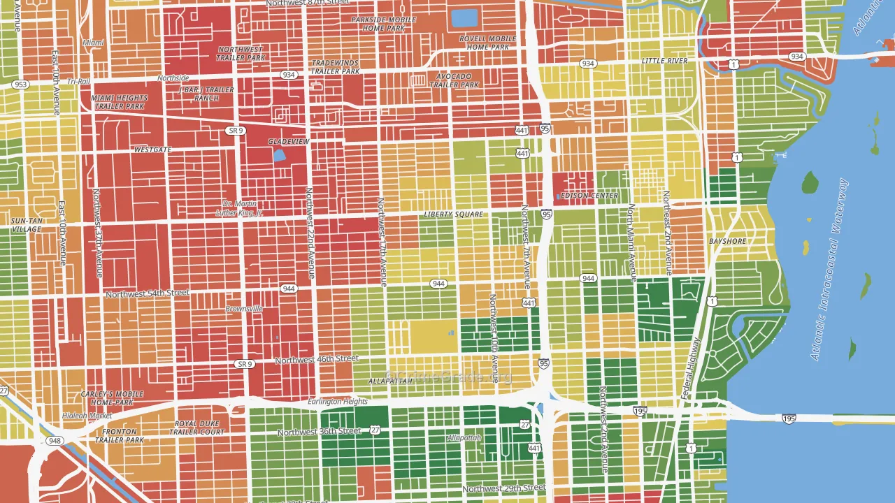 Model City, Miami, FL Map of Vandalism Rates