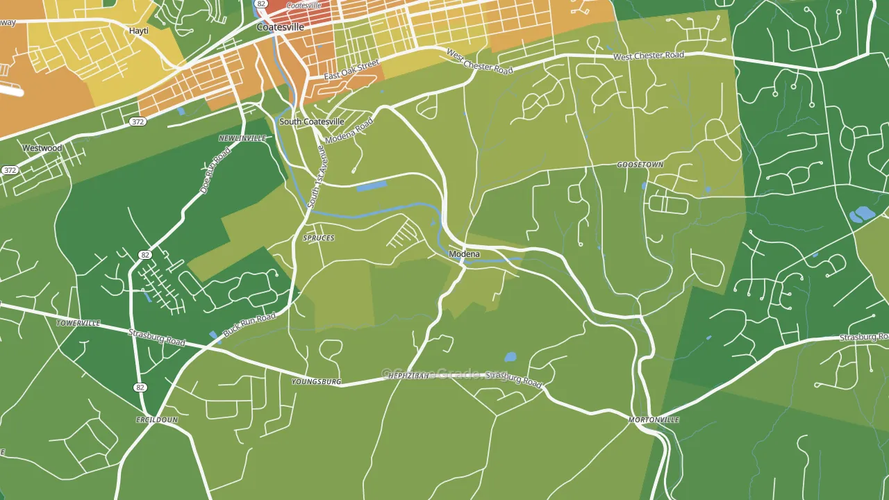 Modena, PA Map of Vandalism Rates