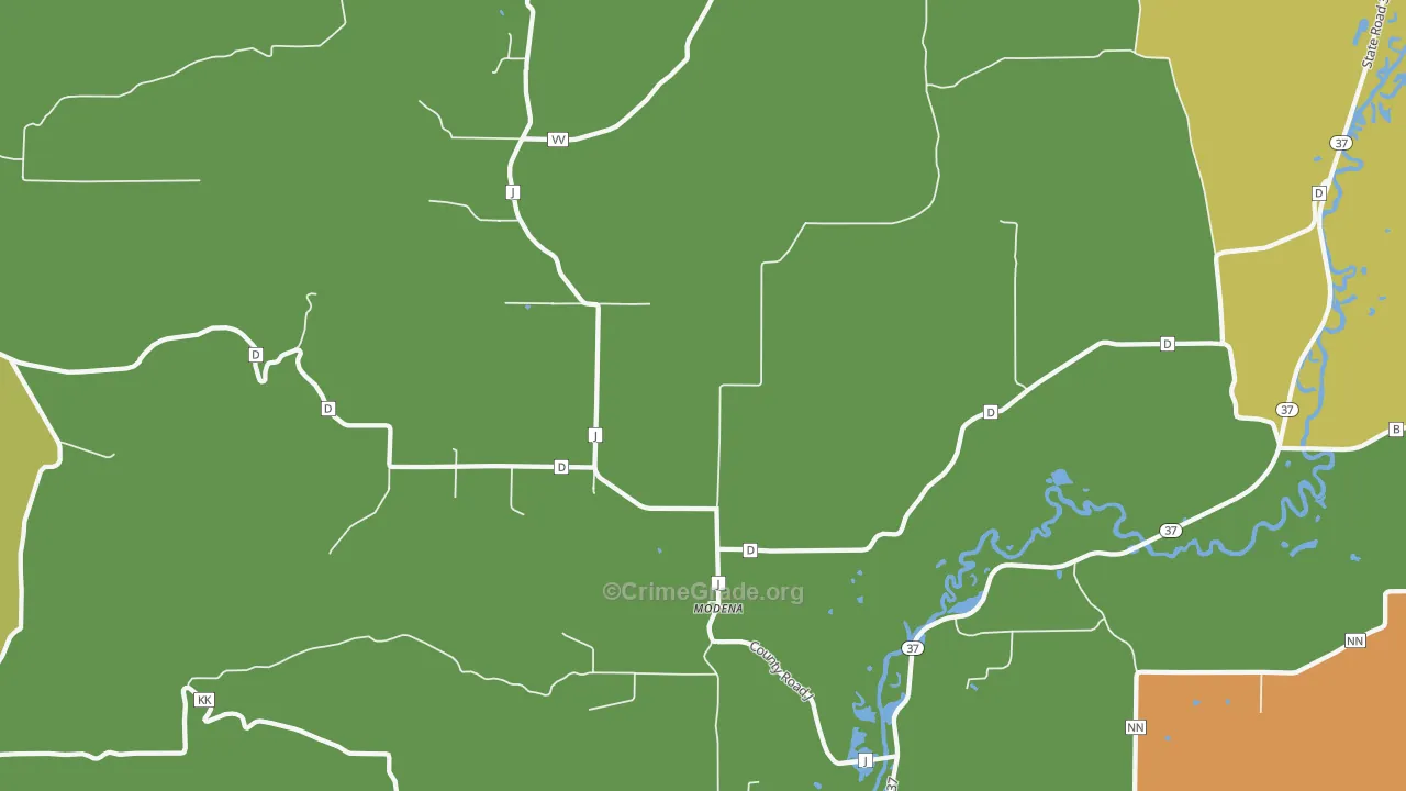Modena, WI Map of Vandalism Rates
