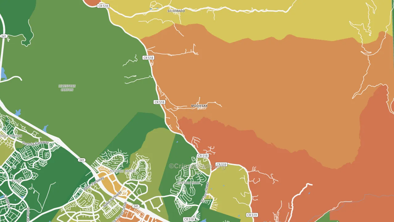 Modjeska, CA Map of Vandalism Rates
