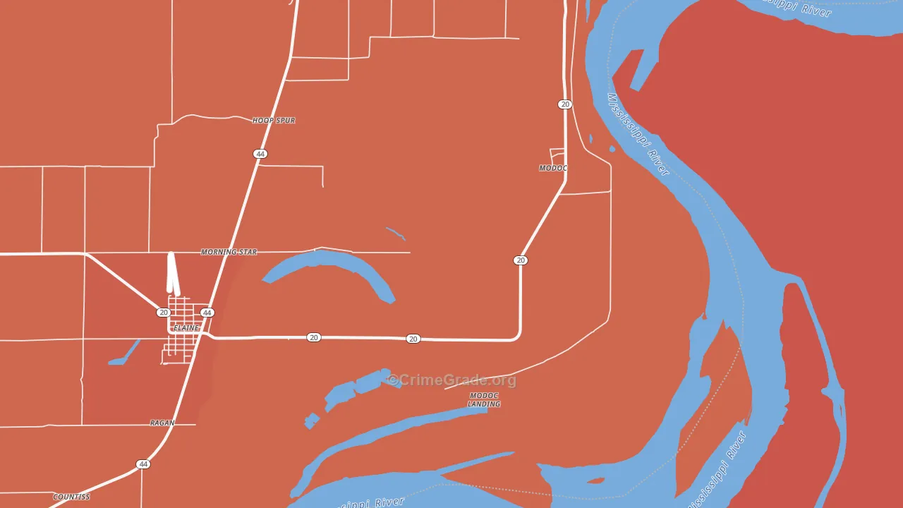 Modoc, AR Map of Vandalism Rates