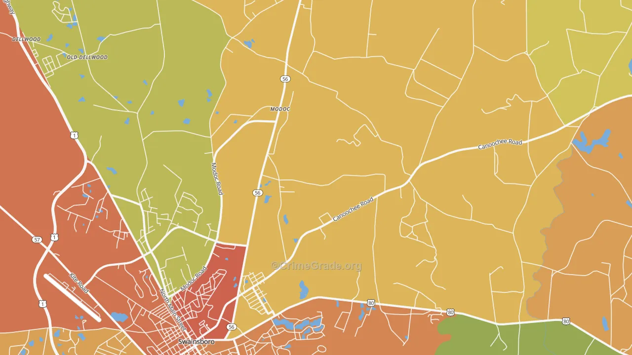 Modoc, GA Map of Vandalism Rates