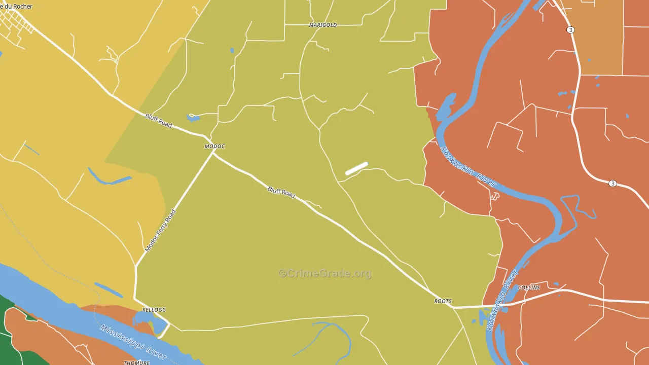 Modoc, IL Map of Vandalism Rates