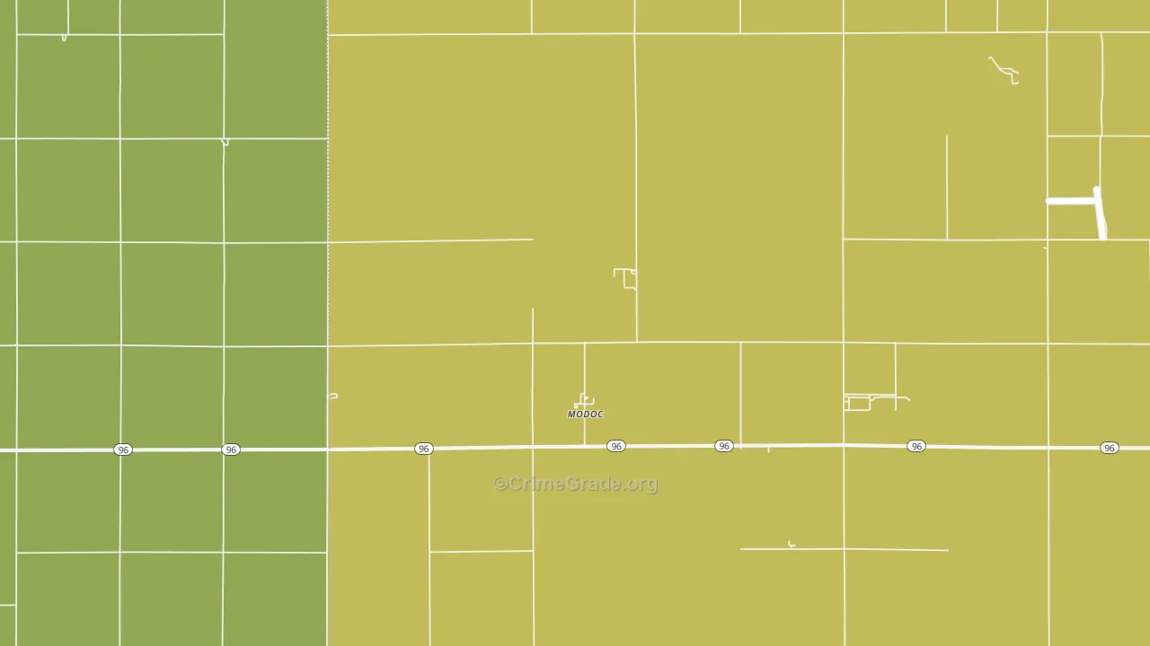 Modoc, KS Map of Vandalism Rates