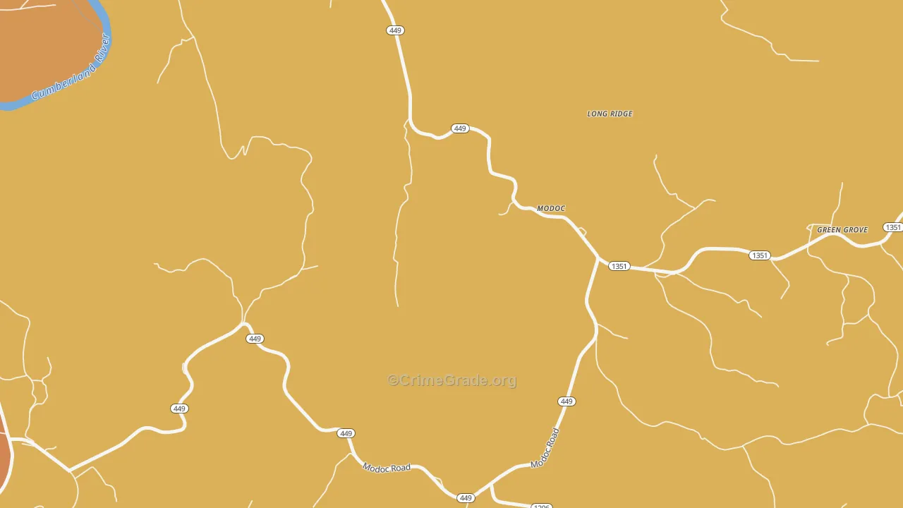 Modoc, KY Map of Vandalism Rates