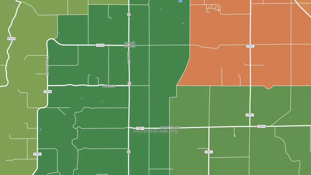 Moeville, WI Map of Vandalism Rates