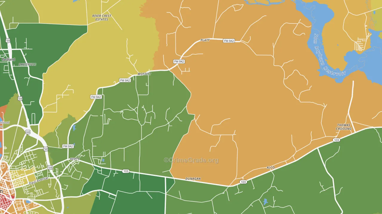 Moffitt, TX Map of Vandalism Rates