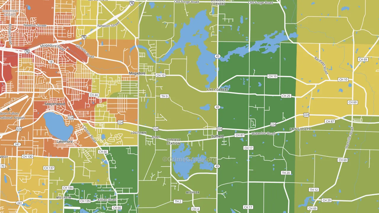 Mogadore, OH Map of Vandalism Rates