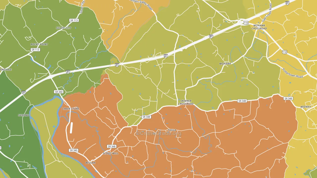 Mohawk, TN Map of Vandalism Rates