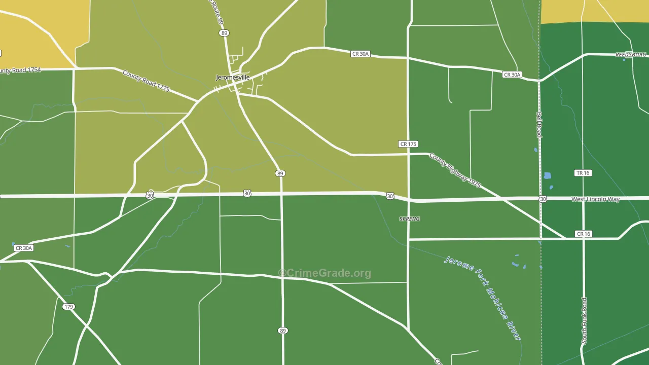 Mohicanville, OH Map of Vandalism Rates