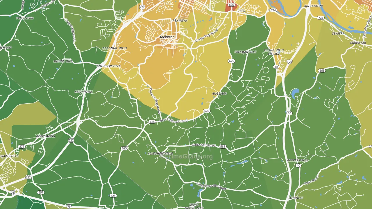 Mohnton, PA Map of Vandalism Rates