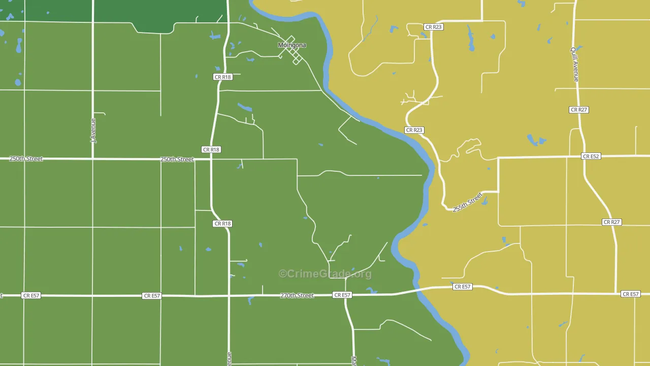 Moingona, IA Map of Vandalism Rates