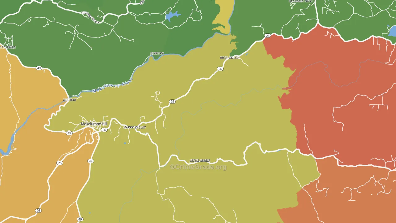 Mokelumne Hill, CA Map of Vandalism Rates
