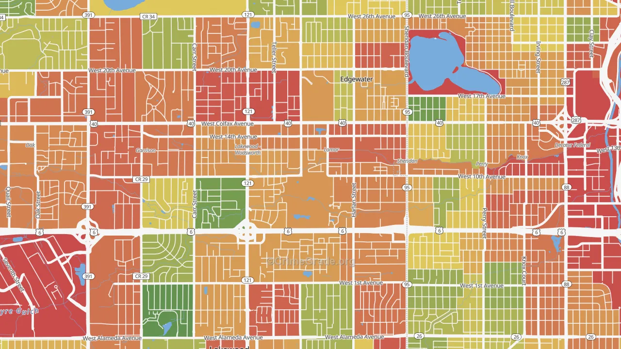 Molholm Two Creeks, Edgewater, CO Map of Vandalism Rates