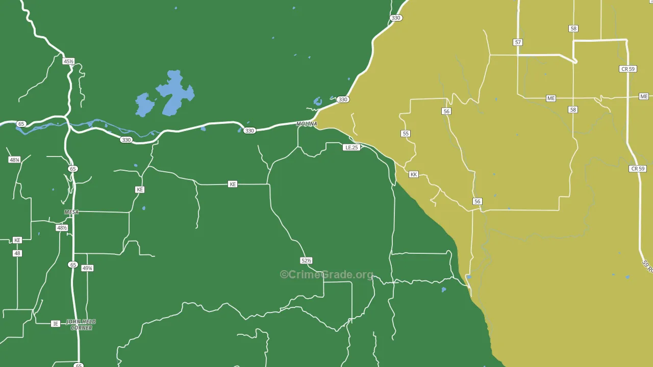 Molina, CO Map of Vandalism Rates