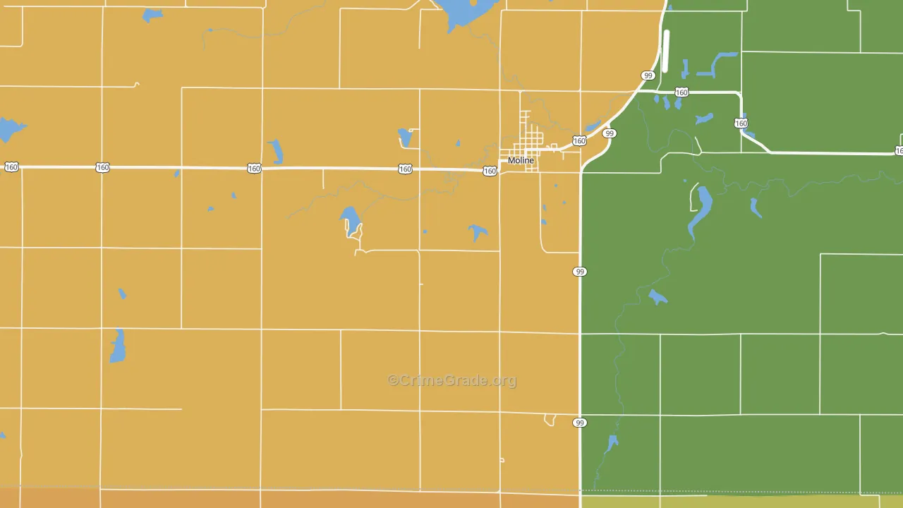 Moline, KS Map of Vandalism Rates