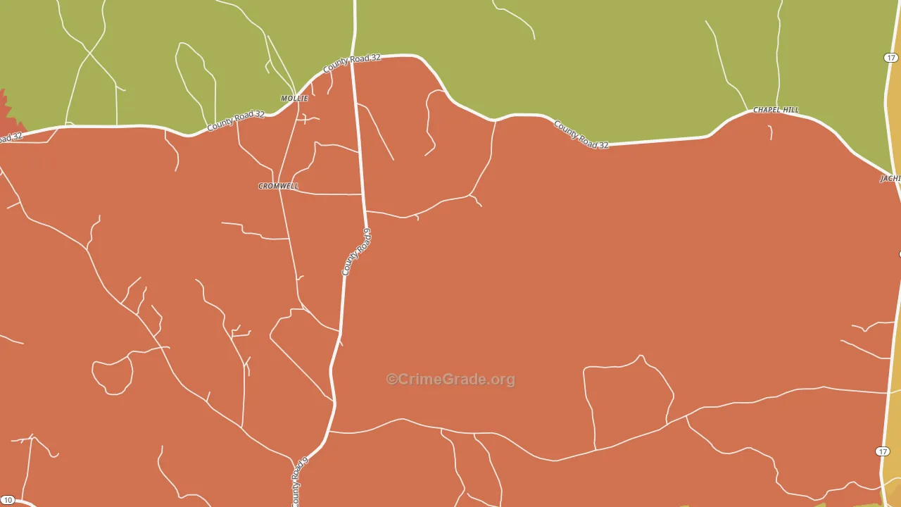 Mollie, AL Map of Vandalism Rates
