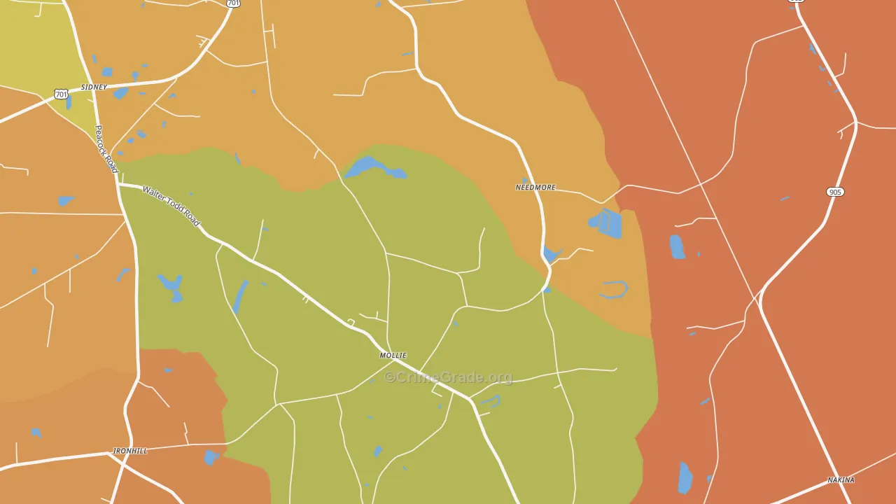 Mollie, NC Map of Vandalism Rates