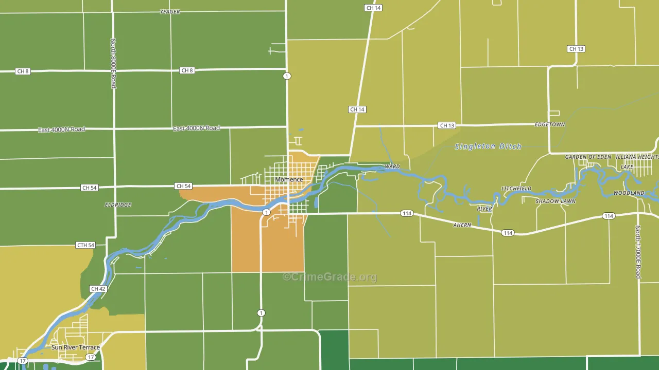 Momence, IL Map of Vandalism Rates
