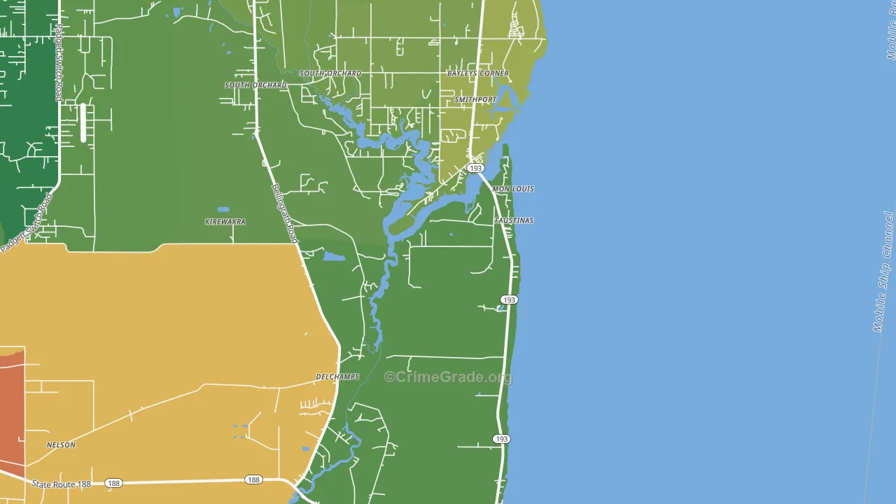 Mon Louis, AL Map of Vandalism Rates