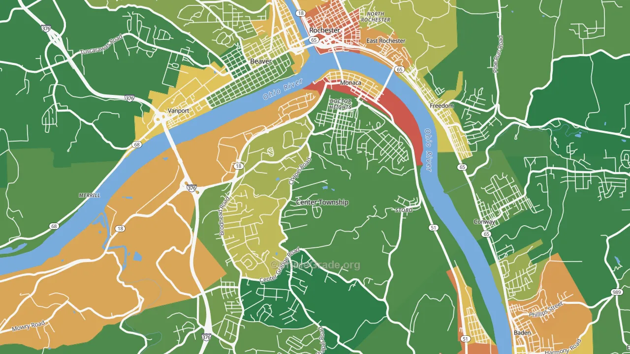 Monaca, PA Map of Vandalism Rates