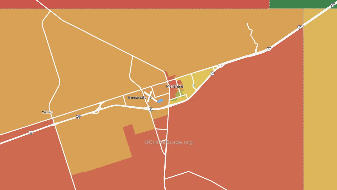 Monahans, TX Map of Vandalism Rates