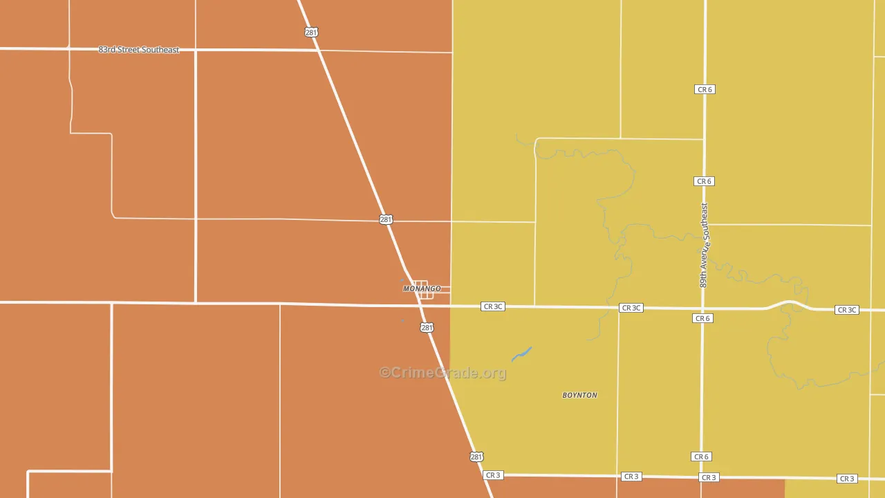 Monango, ND Map of Vandalism Rates