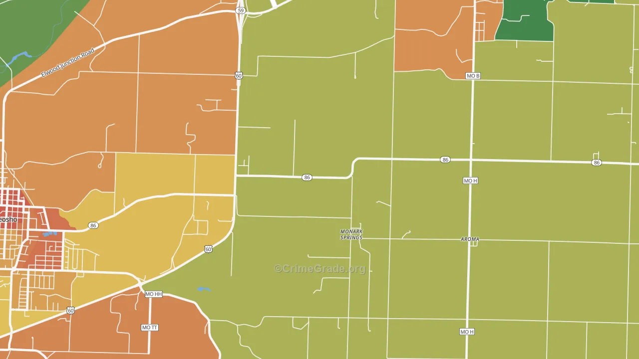 Monark Springs, MO Map of Vandalism Rates