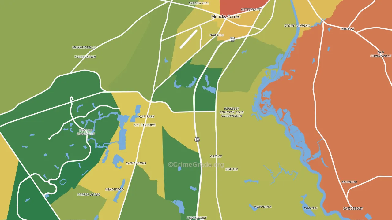 Moncks Corner, SC Map of Vandalism Rates