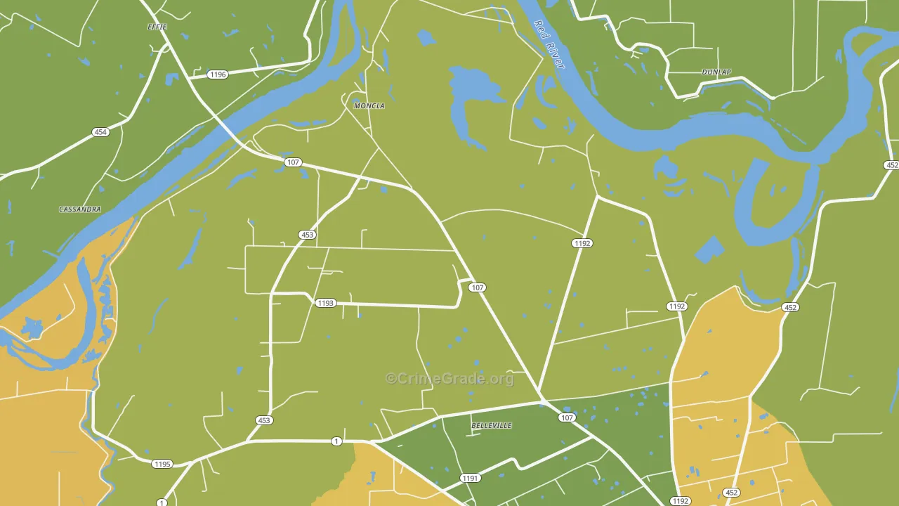 Moncla, LA Map of Vandalism Rates