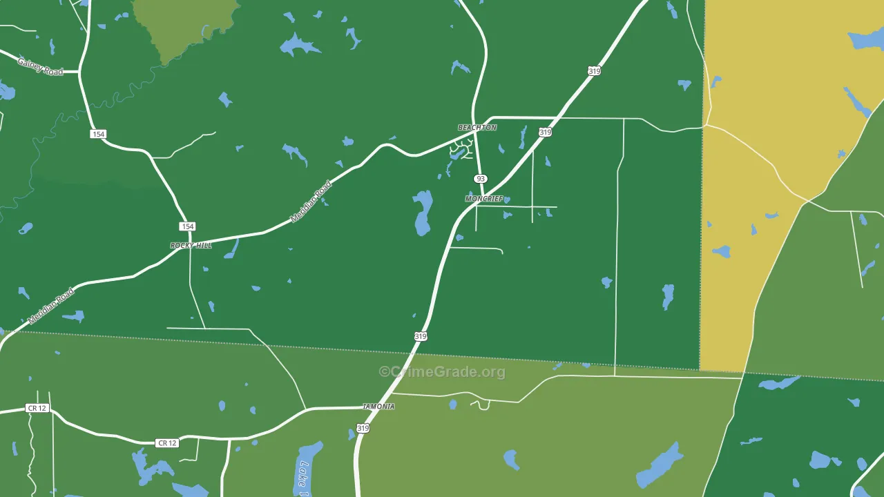 Moncrief, GA Map of Vandalism Rates