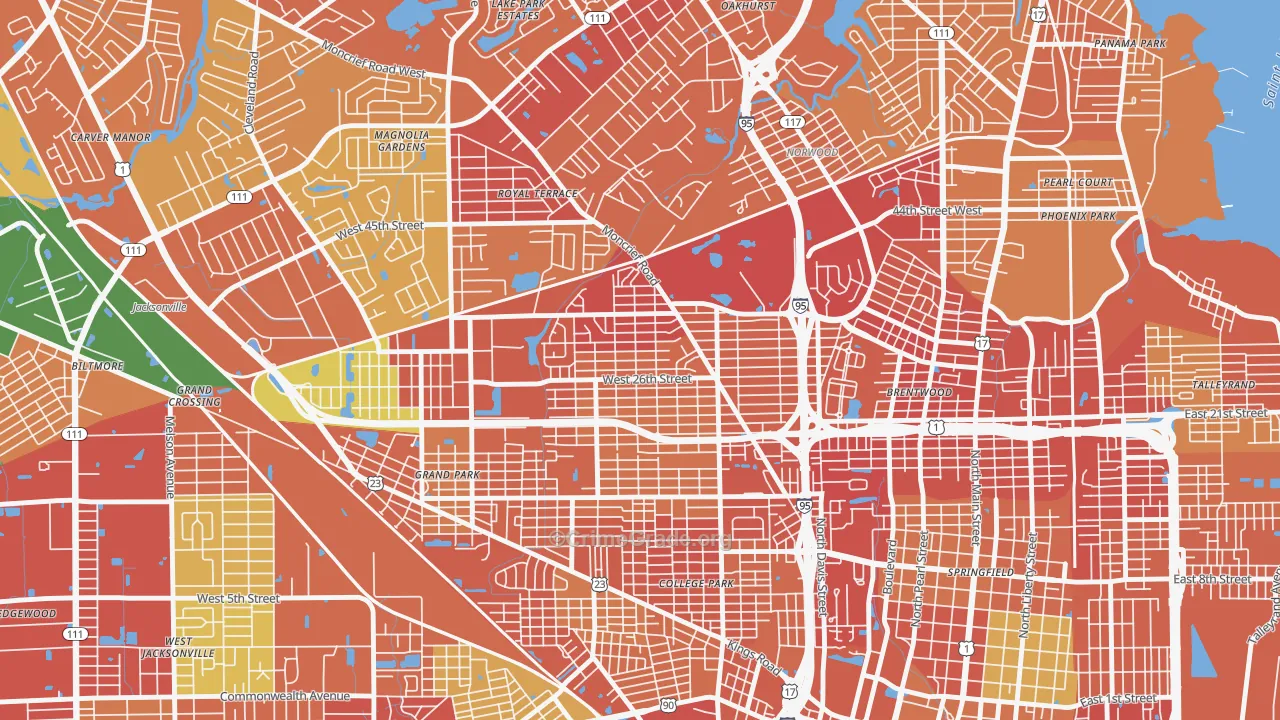 Moncrief Park, Jacksonville, FL Map of Vandalism Rates