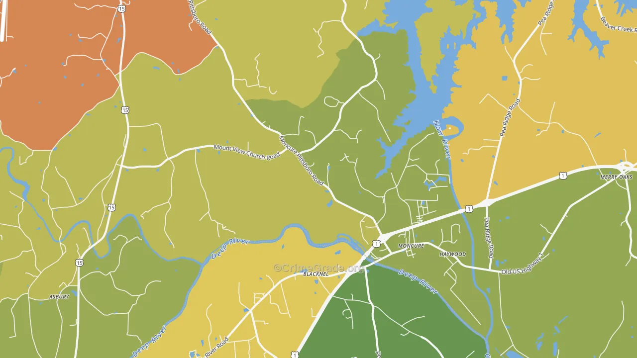 Moncure, NC Map of Vandalism Rates