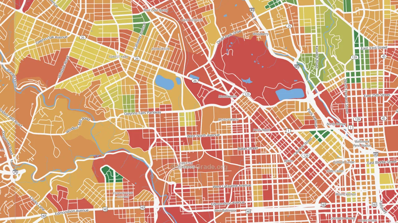 Mondawin-Walbrook, Baltimore, MD Map of Vandalism Rates