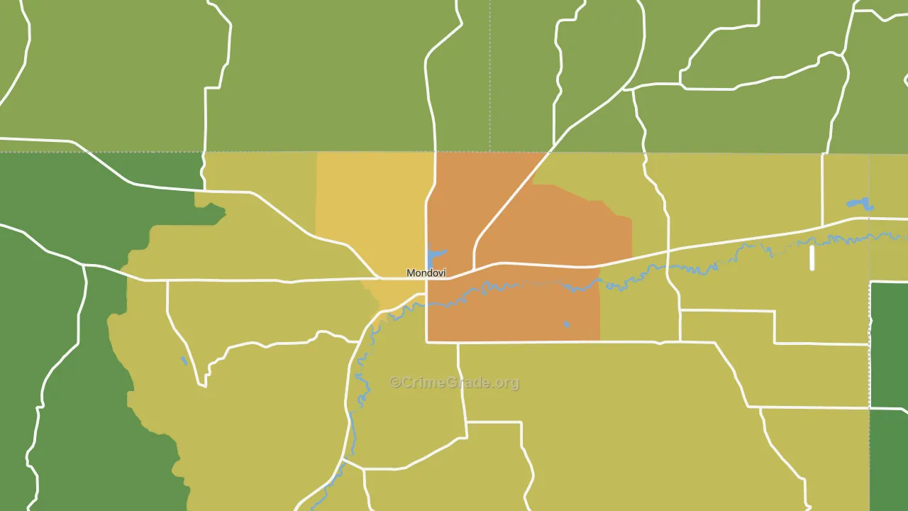 Mondovi, WI Map of Vandalism Rates