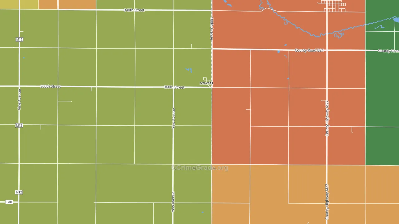Moneta, IA Map of Vandalism Rates