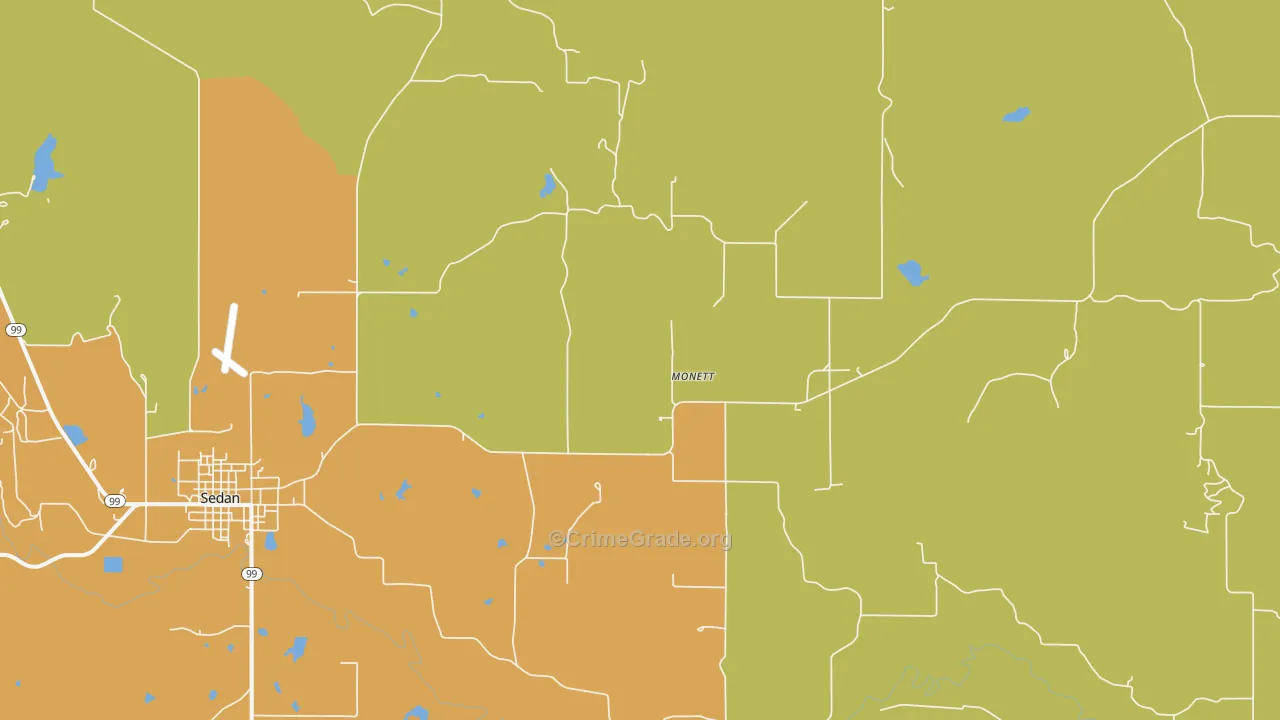 Monett, KS Map of Vandalism Rates
