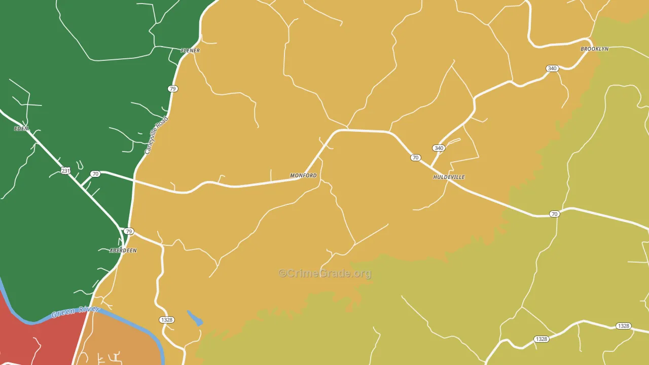 Monford, KY Map of Vandalism Rates